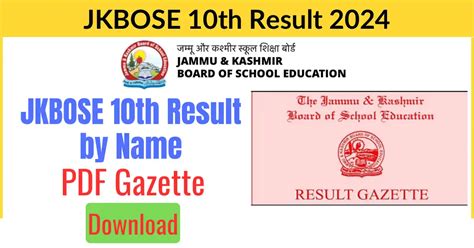 JKBOSE 10th Result Gazette 2024 Download PDF, Check by .